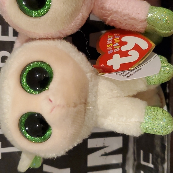 TY Beanie Boos 4" BABS & LOLA Easter Basket Beanies💚💜💚 - Picture 3 of 3
